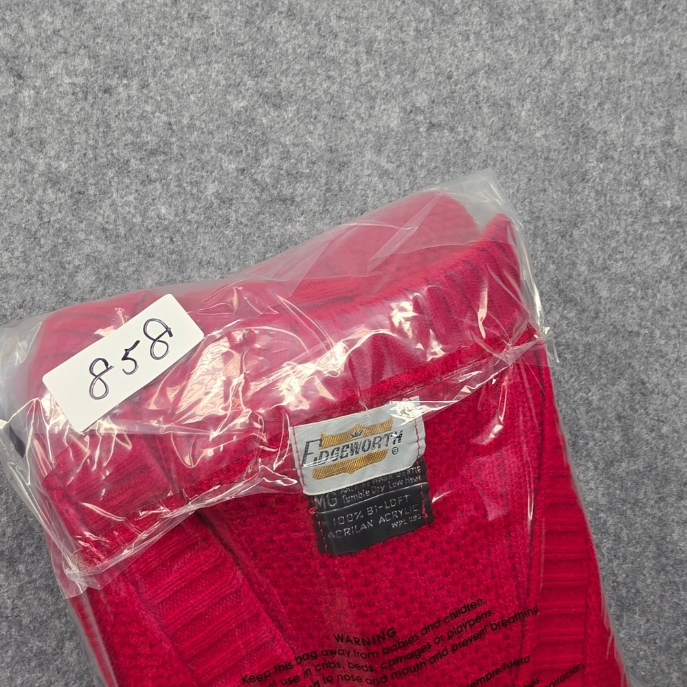 Vintage 70'sEdgeworth Men Red Cable Knit V-Neck Sweater Vest Acrilan Acrylic MG - Picture 13 of 13